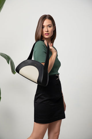 Belted Skirt - Black Satin
