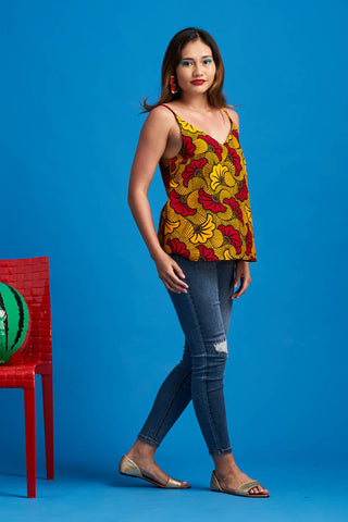 Zackia Top Ankara Wax Print OliveAnkara