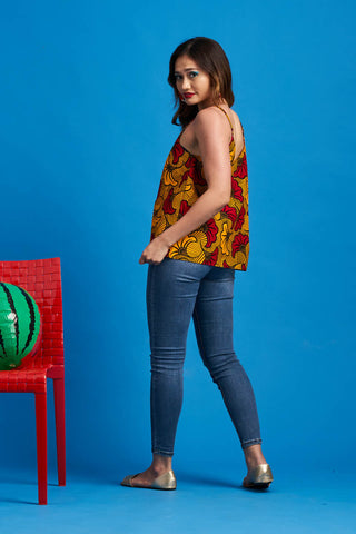 Zackia Top Ankara Wax Print OliveAnkara