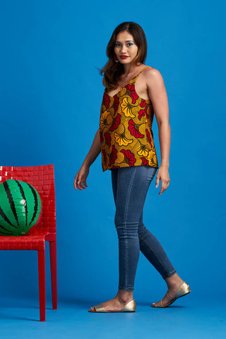 Zackia Top Ankara Wax Print OliveAnkara